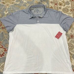 flag & anthem blue & white stripe with white polo, XXL, brand new w/ tags
